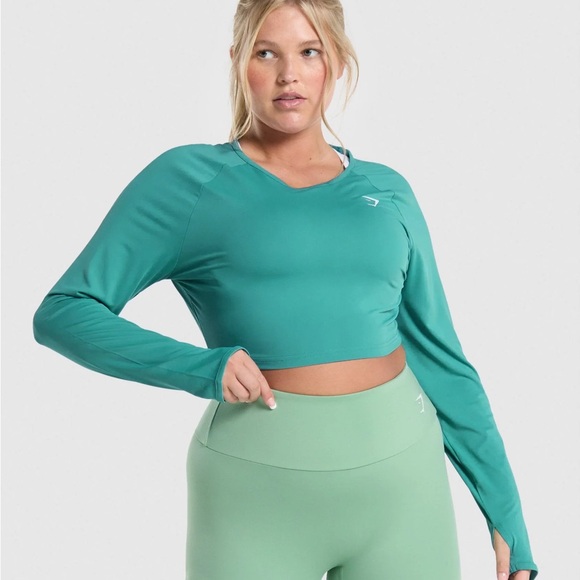 Gymshark Tops - Gymshark Turquoise Long Sleeve Crop Top